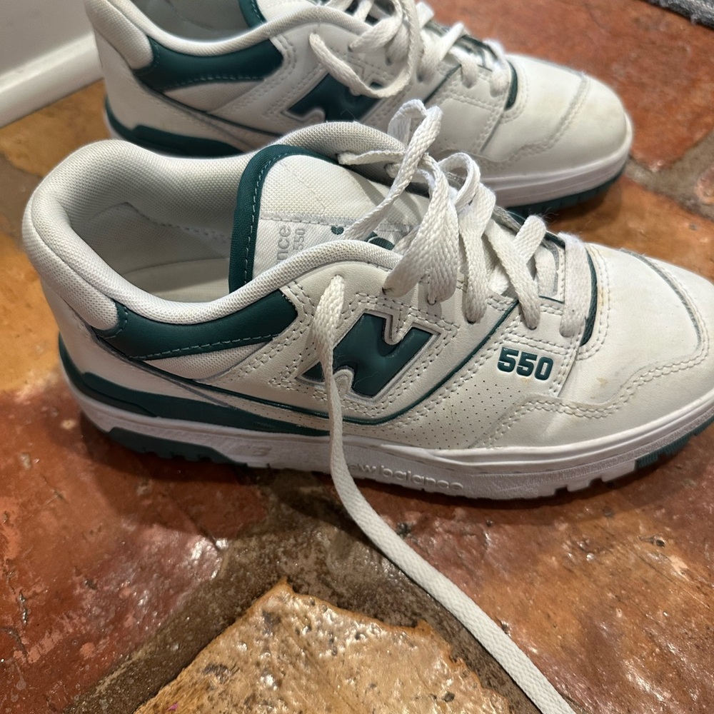 New Balance 550 White and Green Sneakers